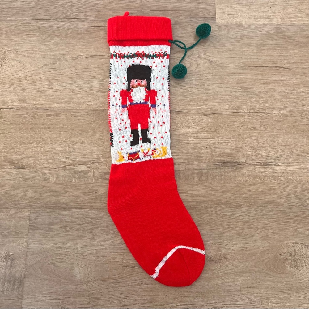 Red Knit Christmas Stocking‎ - Nutcracker 21”